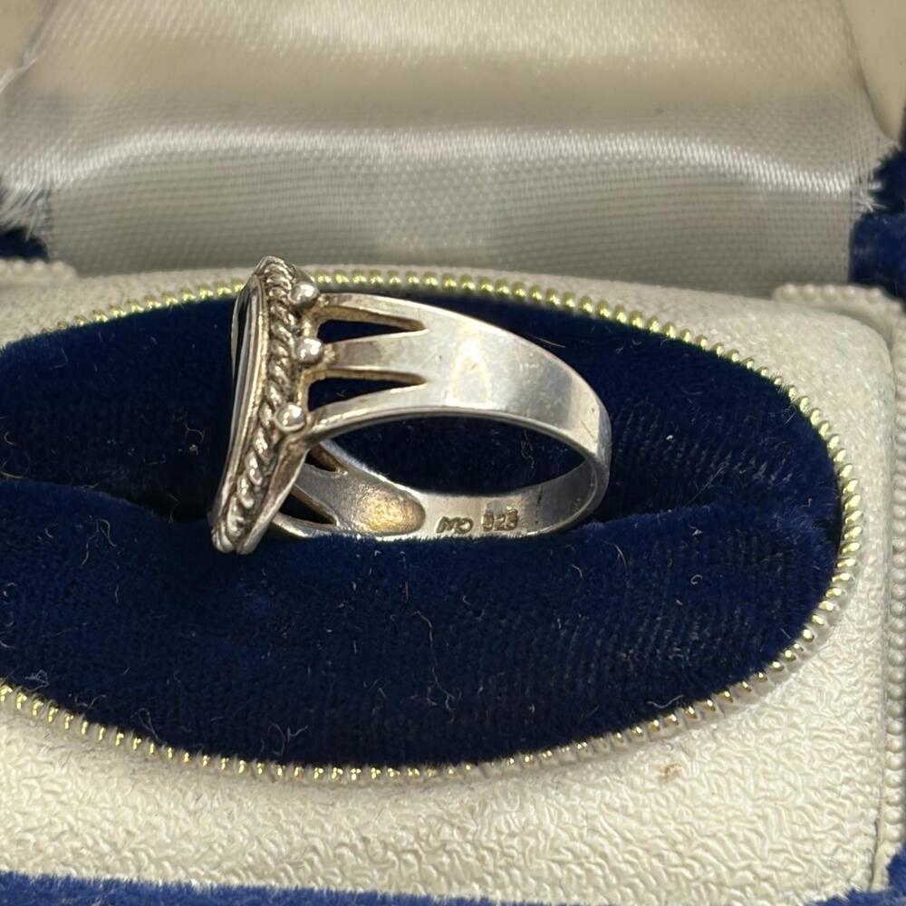 Onyx sterling ring sz 5.75 vintage 90s - Picture 3 of 4